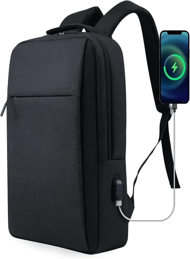NC Laptop Backpack Laptop and Tablet, Durable, Water-Repellent, Lightweight, Clean Design, Sleek for Travel, Business Casual or College, for Men or Women, Grey Casual Backpack, Black, 1